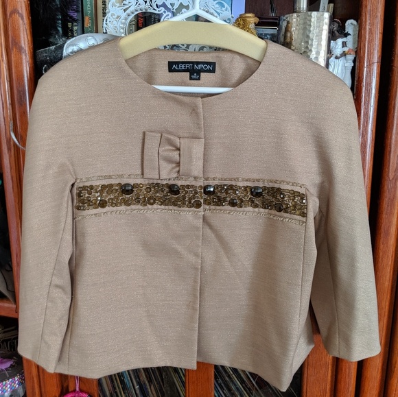 ALBERT NIPON GOLD BEADED PANTS SUIT - Picture 5 of 7